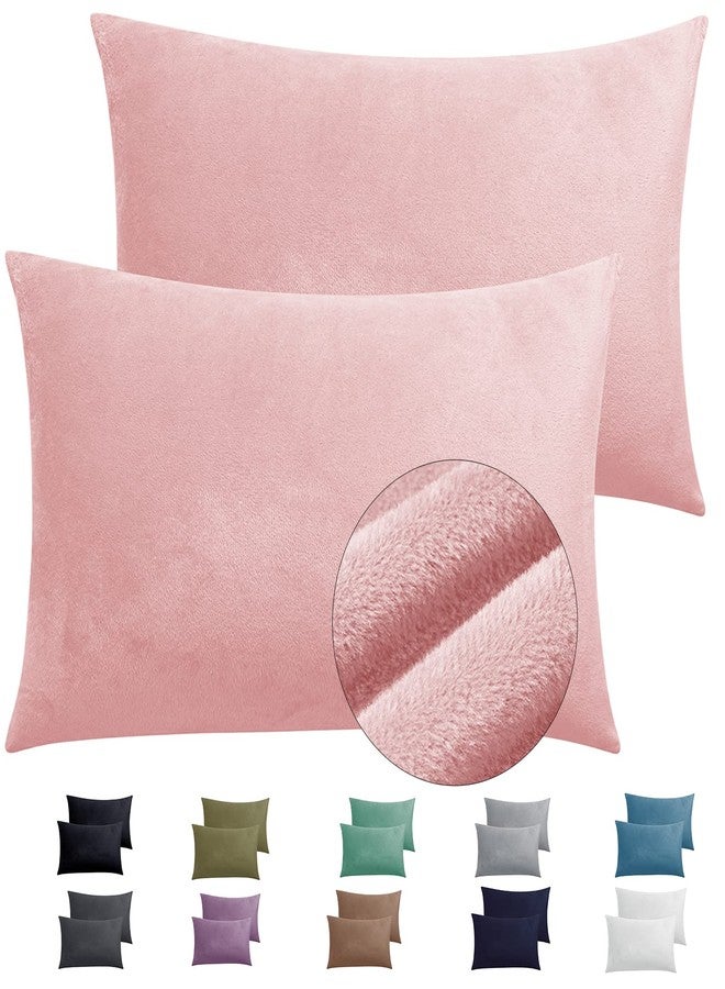 TELUS 2 Pack Zippered Velvet King Pillowcases, Super Soft and Cozy Luxury Fuzzy Flannel Pillow Cases with Zipper, 20x36 Inches, Pink - Image 1