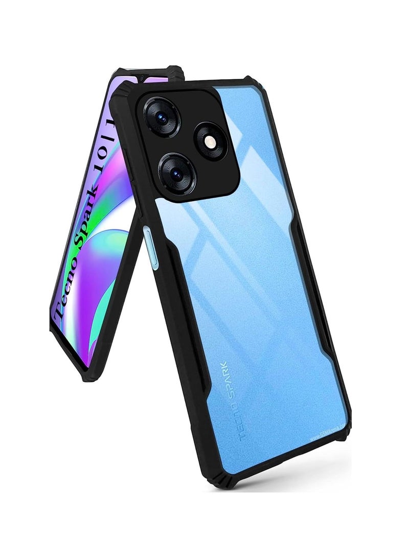 TECNO Spark 10 4G / 10C 4G Black Mobile Phone Case Cover, Ultra-Thin Lightweight Cover Soft TPU Bumper + Acrylic Clear Back Case Cover  - Image 3
