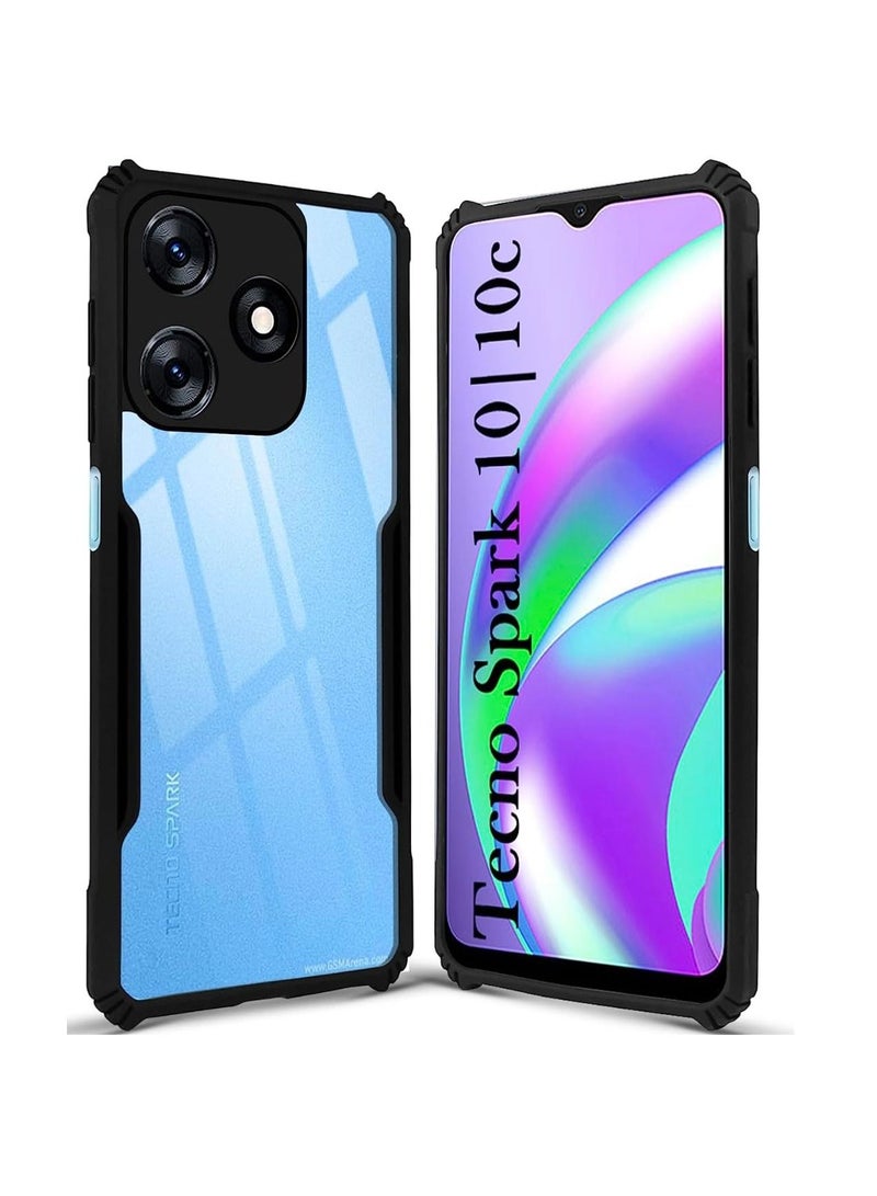 TECNO Spark 10 4G / 10C 4G Black Mobile Phone Case Cover, Ultra-Thin Lightweight Cover Soft TPU Bumper + Acrylic Clear Back Case Cover  - Image 1