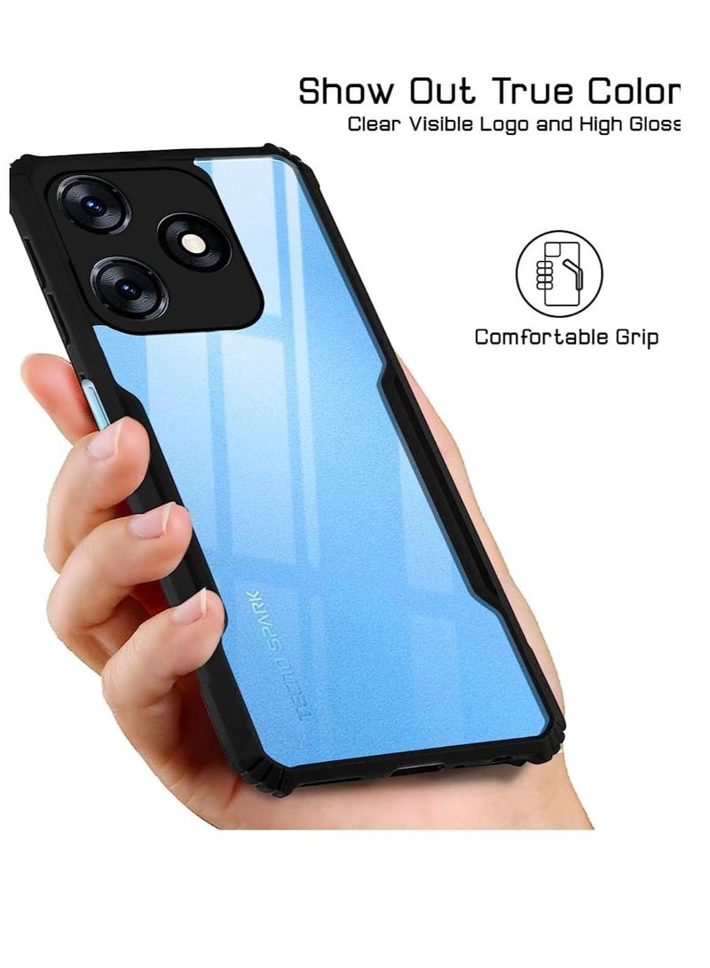 TECNO Spark 10 4G / 10C 4G Black Mobile Phone Case Cover, Ultra-Thin Lightweight Cover Soft TPU Bumper + Acrylic Clear Back Case Cover  - Image 2