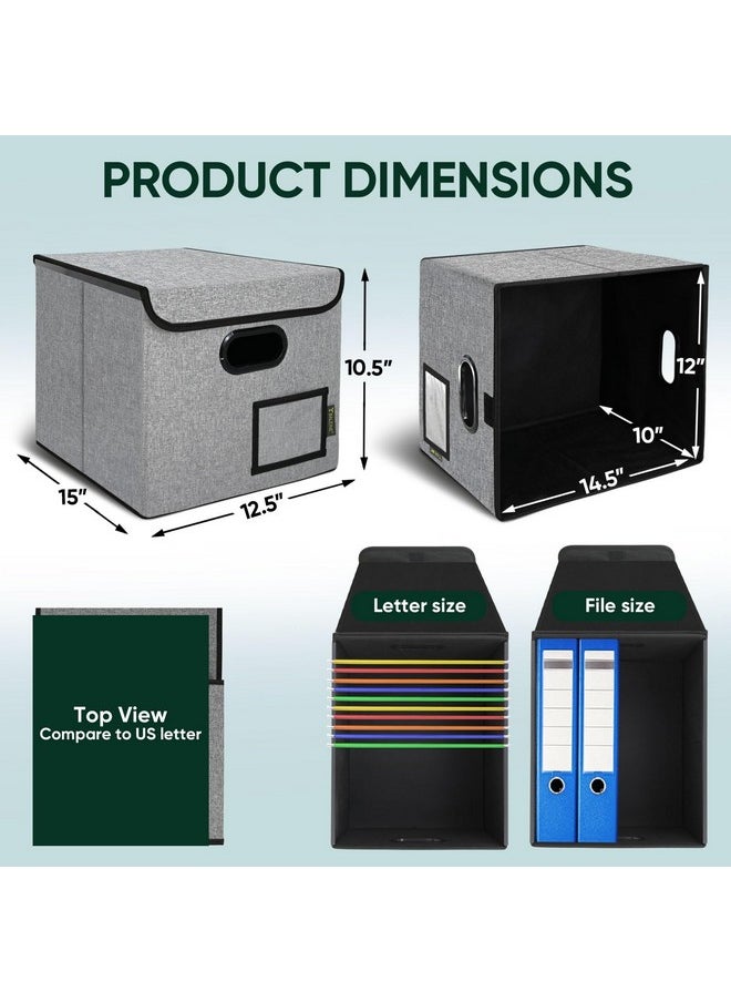 File Organizer Box With Lid Collapsible File Folder Organizer With Plastic Slide Hanging File Folder Box For Office Document Storage (1 Pack Black)