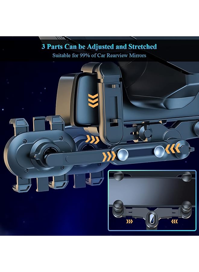 OneNine Rearview Mirror Phone Holder For Car, Upgrade 360° Rotatable Retractable Car Phone Holder Mount Gps Holder Automobile Cradles, Multifunctional Adjustable Car Rear View Mirror Phone Holder - Image 2