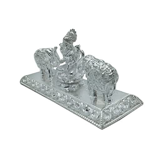 MAA SILVER Pure Silver Gaj Laxmi/Lakshmiji BIS Hallmarked Solid Idol/Murti on Lotus Kamal with Elephant at Each Sides Perfect for Gifting & Pooja Use (925 Purity)(115 Grams Silver) - Image 4