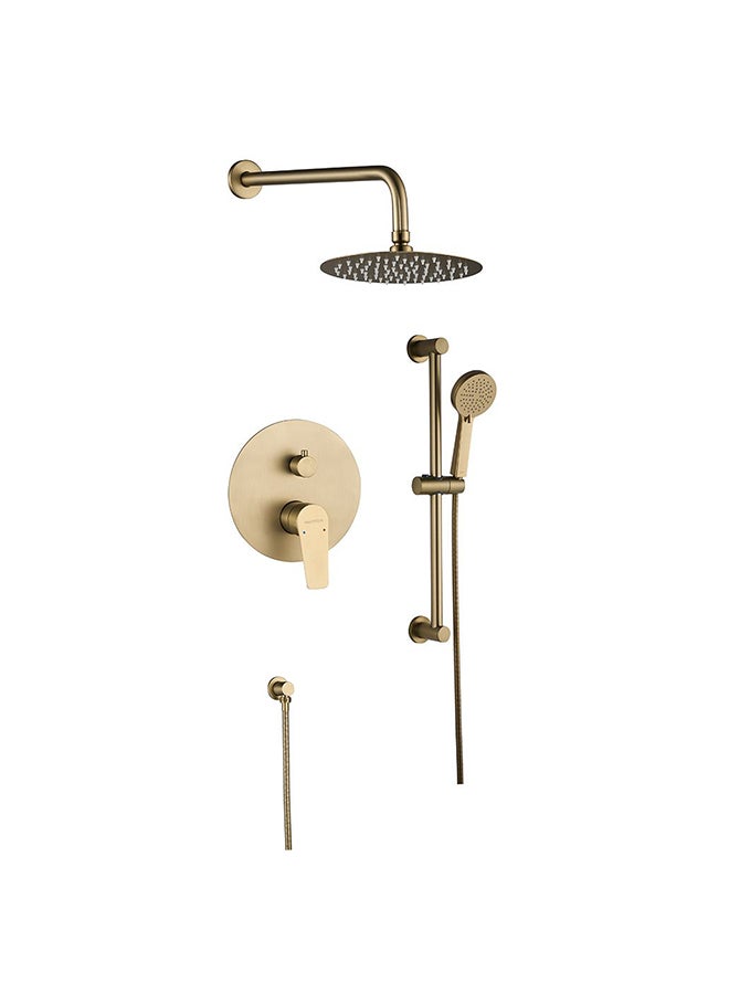 DANUBE HOME Milano Luxe Bayz Two Way Concealed Bath Shower Mixer Complete Set - Sanitary Rain Shower Kit in Matt Gold Finish - 10 Year Warranty - Premium Brass Construction