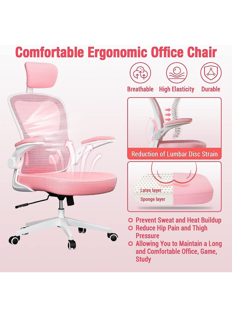 Ergonomic Mesh Office Desk Chair with Headrest and Lumbar Support Comfortable High Back