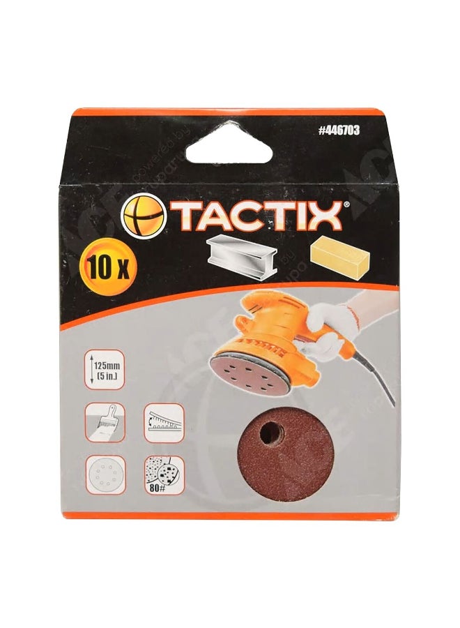 Tactix 10-Piece 80-Grit Sanding Disc Brown 125mm 446703 - Image 3