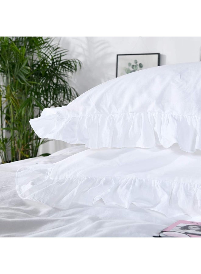 QSH Washed Cotton Ruffled King Duvet Cover Set - Image 3