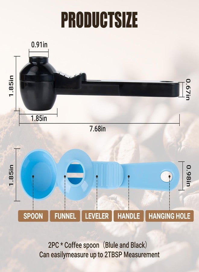 CARGEN 2 Pack Coffee Scoop and Funnel for Reusable, 2TBSP Coffee Sliding Spoon Funnel with Spill-Free Design Measuring Spoon Funnel for Ground Coffee Protein Powder and Tea(Black and Blue) - Image 3