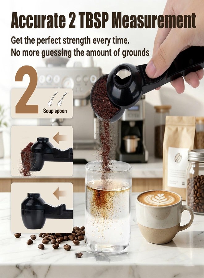 CARGEN 2 Pack Coffee Scoop and Funnel for Reusable, 2TBSP Coffee Sliding Spoon Funnel with Spill-Free Design Measuring Spoon Funnel for Ground Coffee Protein Powder and Tea(Black and Blue) - Image 2