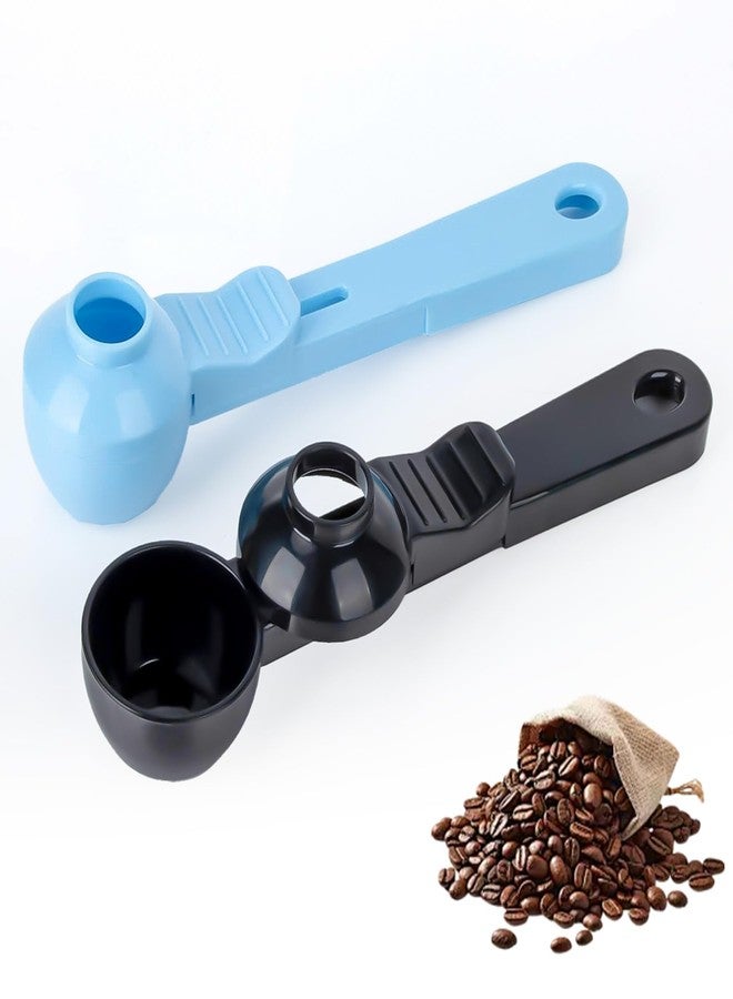 CARGEN 2 Pack Coffee Scoop and Funnel for Reusable, 2TBSP Coffee Sliding Spoon Funnel with Spill-Free Design Measuring Spoon Funnel for Ground Coffee Protein Powder and Tea(Black and Blue) - Image 1