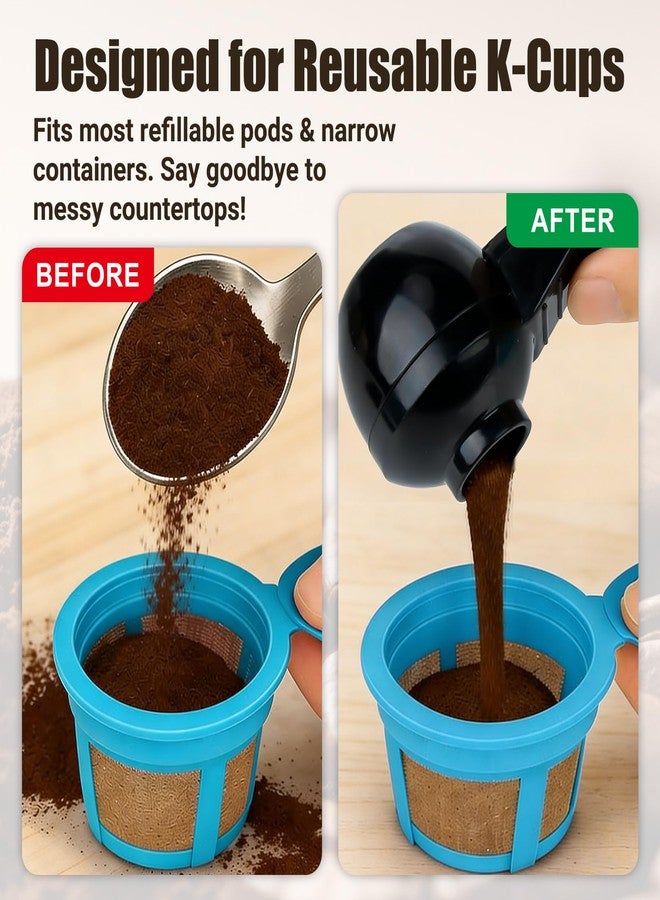 CARGEN 2 Pack Coffee Scoop and Funnel for Reusable, 2TBSP Coffee Sliding Spoon Funnel with Spill-Free Design Measuring Spoon Funnel for Ground Coffee Protein Powder and Tea(Black and Blue) - Image 4