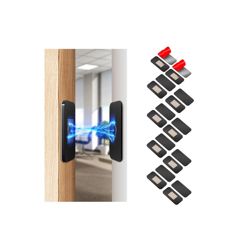 PHIXBEAR 10 Pack Black Magnetic Door Catch, Ultra Thin Cabinet Door Magnets, Adhesive Drawer Magnets to Stay Closed, Stainless Steel Cabinet Latch Easy to Install with Double Sided Tape - Image 1