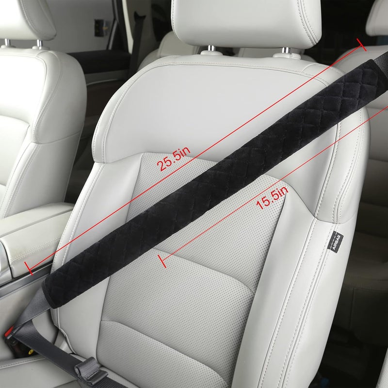 HighnessHwoo Soft Car Seatbelt Cover Cushion Pad Protector for Adults, Kids, and Teens - Black 15.5in - Image 1