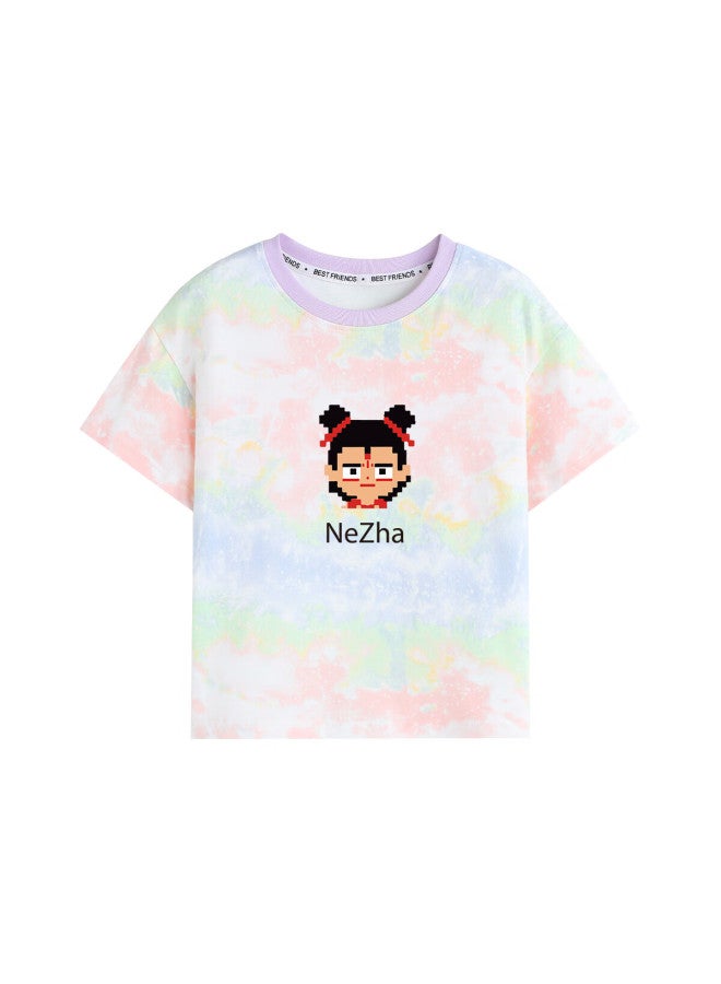 Yuzhaolin Children'S Short Sleeve T-Shirt Boys And Girls Nezha Clothing For Toddlers Summer Pure Cotton Clothes Tie Dye - Image 3