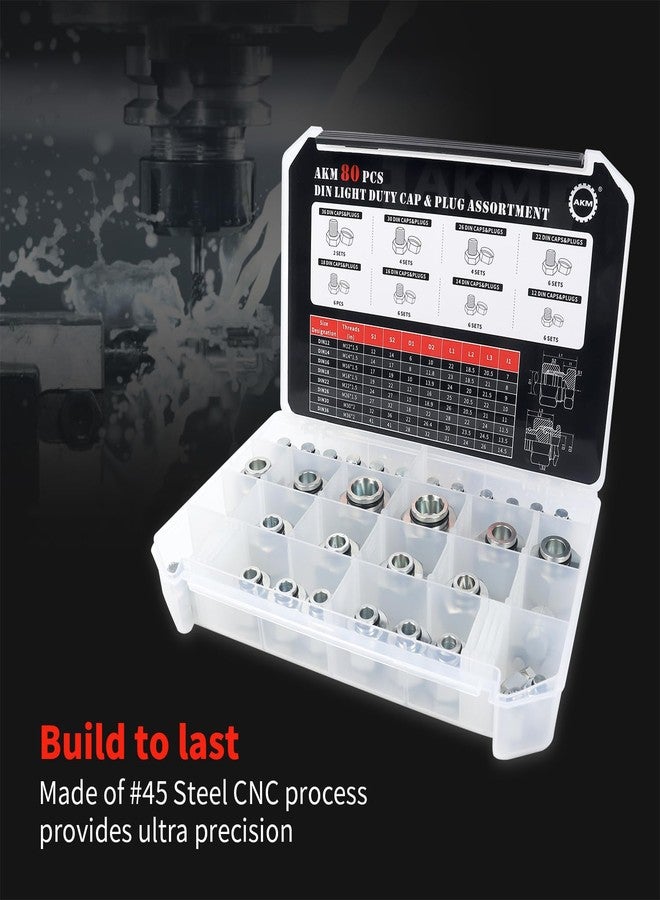 AKM 80 Pcs DIN Light Duty Cap Plug Assortment Hydraulic Adapter Pipe Fittings Kit Set, Galvanized Steel with Precision Threading Dash Sizes 12 14 16 18 22 26 30 36 - Image 2