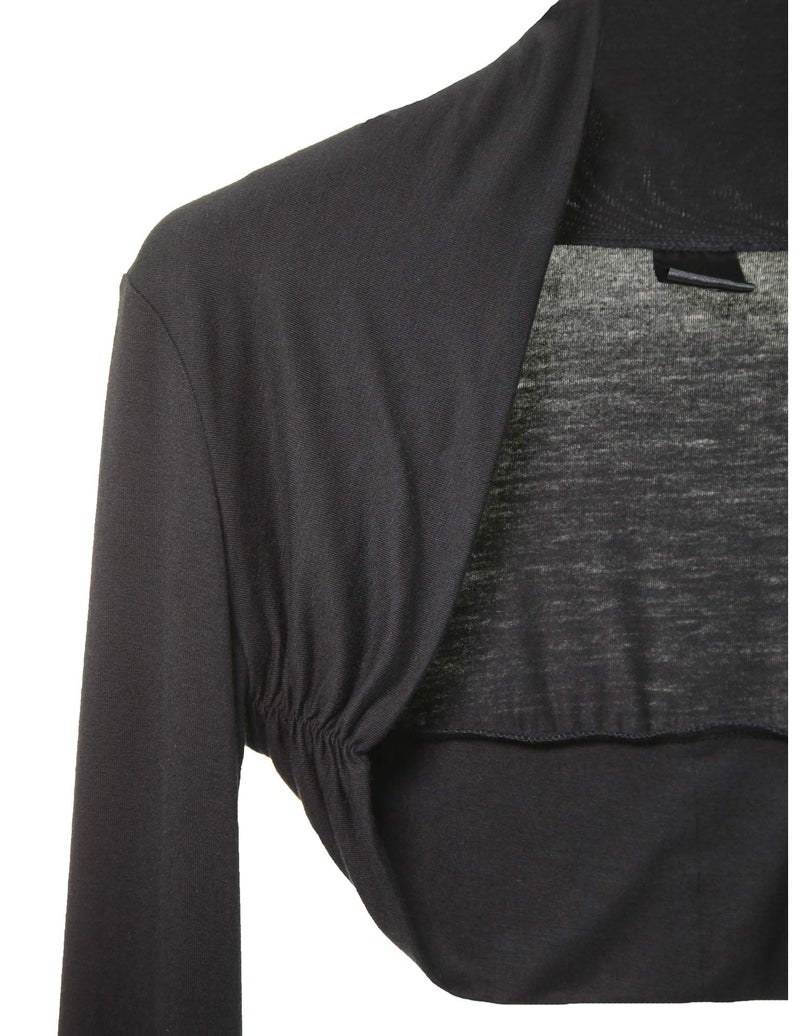 AmélieBoutik Women Long Sleeve Bolero Shrug Cropped Open Front Cardigan Jacket(Black Medium) - Image 5