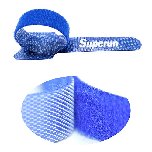 Superun 50 Pcs Multi-Color 10 Inch Fastening Cable Ties Reusable Cord Organizer, Adjustable Hook and Loop Wire Wrap Cable Management - Image 3