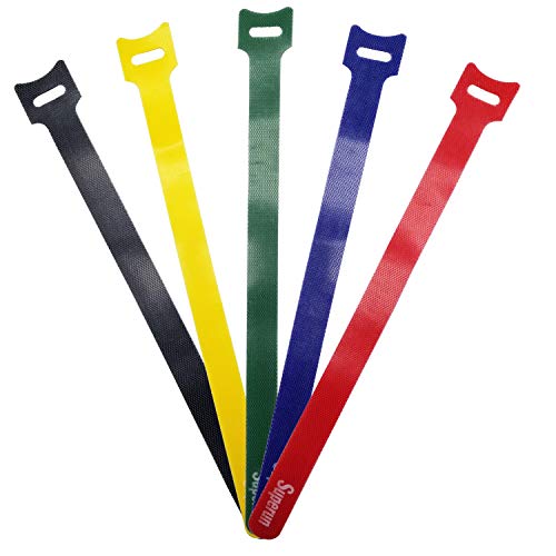 Superun 50 Pcs Multi-Color 10 Inch Fastening Cable Ties Reusable Cord Organizer, Adjustable Hook and Loop Wire Wrap Cable Management - Image 1