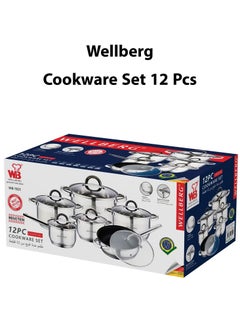 Wellberg 12-Piece Stainless Steel Cookware Set Stainless Steel  - Image 2