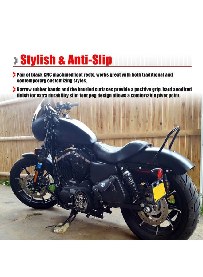 Goldfire 1 Pair Motorcycle Foot Pegs CNC Cut Male Front & Rear Foot Pegs Foot Rests Motorcycle Passenger Pedals Compatible with Harley Sportster, Dyna, Road King (Black) - Image 5