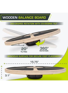 Wooden Balance Board,  Non-Slip Wobble Core Trainer, Waist Twisting Disc, Diameter with 360 Rotation for Stability Training, Full Body Exercises, Physical Therapy, Noise-Free(39.5cm) - pzsku/ZA222634008A0C8C9F75BZ/45/_/1736409295/c4f3b864-3802-4b27-80da-8eba4529dd1e