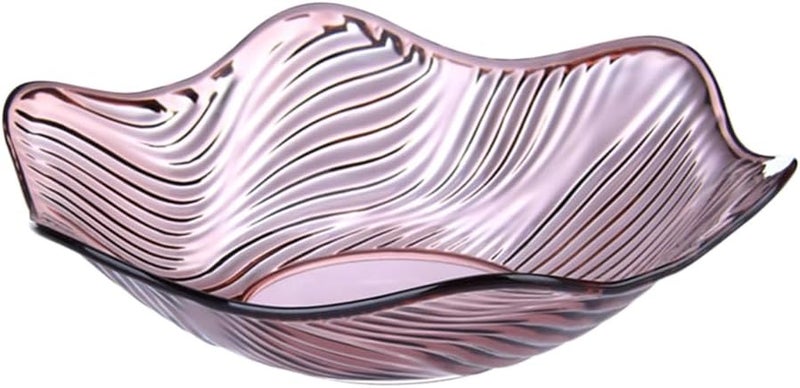 Unomor وعاء فواكه حديث من أونومور كريستالي بنفسجي 25825868 سم زجاج بيضاوي مزخرف بالزهور 1 مل وعاء تقديم للوجبات الخفيفة والحلويات والخضروات والخبز والمعجنات - Image 1