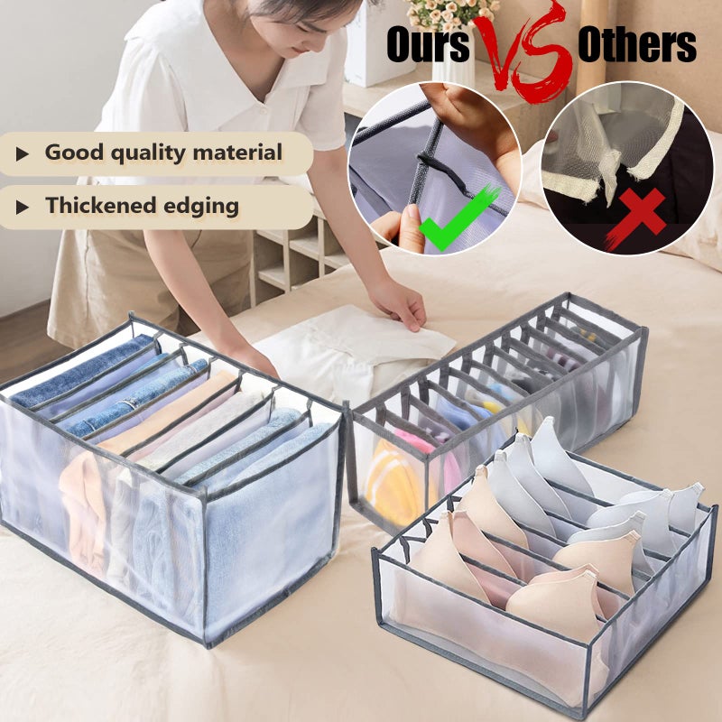Tigari Wardrobe Clothes Organizer  Small Underwear Organizer  Drawers Organizer For Clothes  Compartment Storage Box For Bedroom Dorm Room(Gray) - Image 2