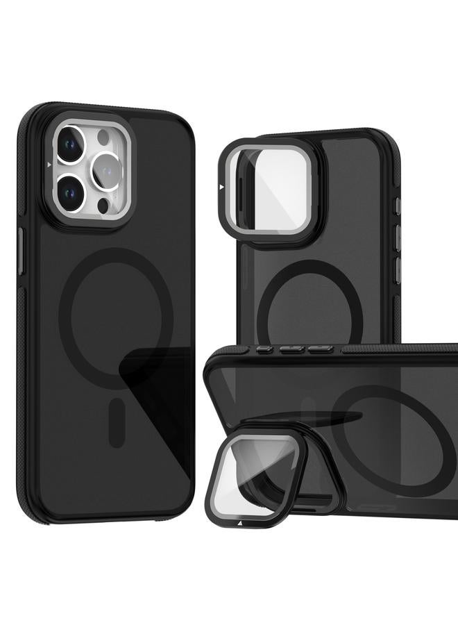 S-TOP Case For iPhone 16 Pro Max Magsafe Dual-Color Skin Feel Lens Film Phone Case with Lens Fold Holder - Image 1