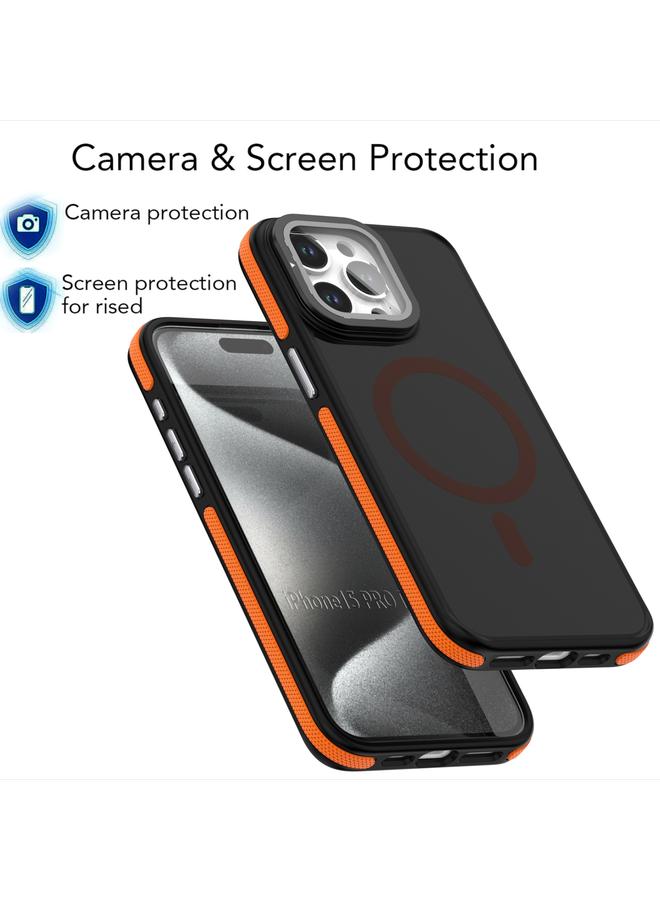 S-TOP Case For iPhone 16 Pro Max Magsafe Dual-Color Skin Feel Lens Film Phone Case with Lens Fold Holder - Image 4