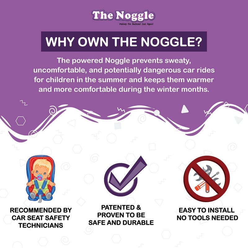 NOGGLE Turbo Power, 6ft - Kids Personal Air Conditioning System, Made in USA - Directs Cool Air to Backseat, Air Conditioning Vent Hose with Powered Fan, Making The Back Seat Cool Again - Black - Image 2