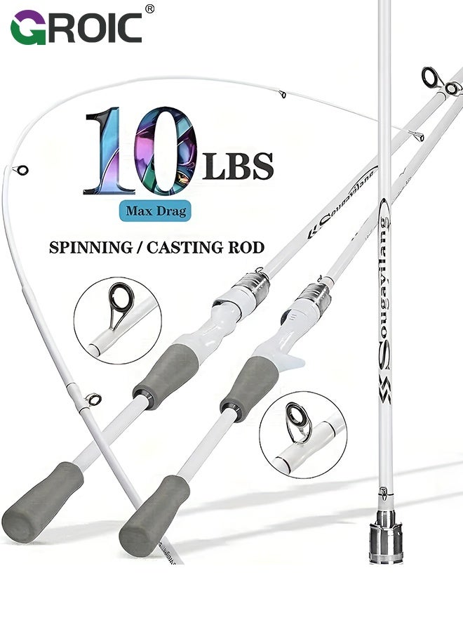 GROIC 2Pcs 1.8m Fishing Rod, Lightweight Casting & Spinning Rods,Carbon Fiber Fishing Rods for Saltwater Freshwater Trout Bass - Image 1