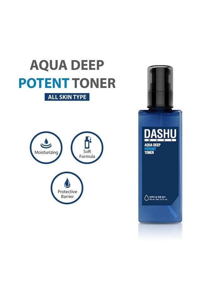Dashu Mens Aqua Deep Potent Toner 5.17Fl Oz Facial Toner Tightens Pores All Skin Types Recondition And Purify Skin Antiaging Dead Skin Care Moisturizing  - Image 3