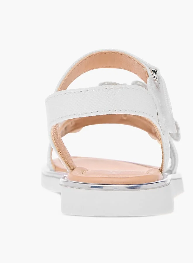 JUNIORS Girls Embellished Sandals With Hook And Loop Closure