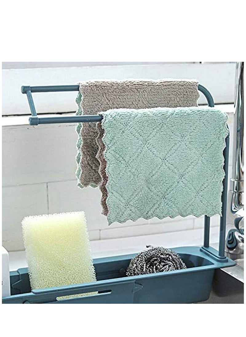 Telescopic Sink Holder, Adjustable Drainer Sink Tray Sponge Soap Holder, Sink Organizer Holder Dish Cloth Hanger for Home Kitchen - Image 3