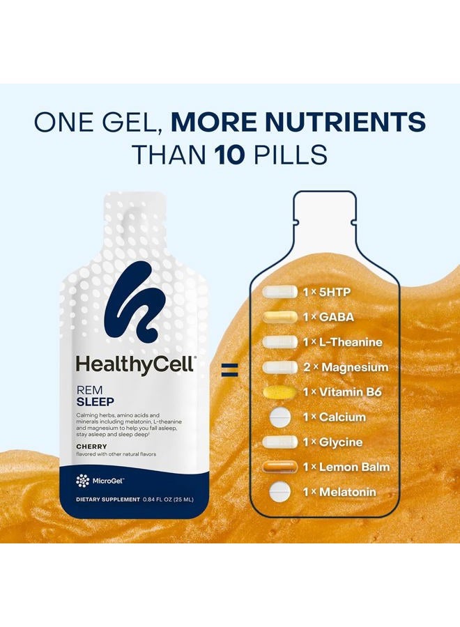 Healthycell REM Sleep - Liquid Gel Extra Strength Sleep Supplement for Adults - Melatonin, Magnesium, GABA, L-theanine Supplement - Maximum Absorption - 14 Gel Packs - Image 4
