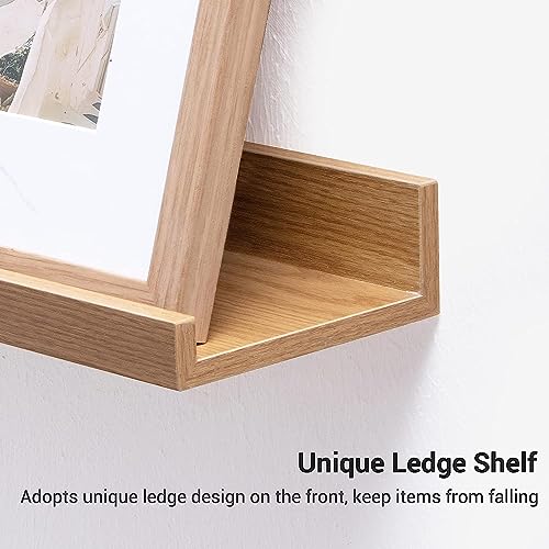 Streem Sheesham Wood Floating Shelves, Wall Shelves Set of 3, Picture Shelf Photo Ledge Shelves for Bathroom Kitchen and Bedroom,Livingroom (35 inch, Natural) - Image 5