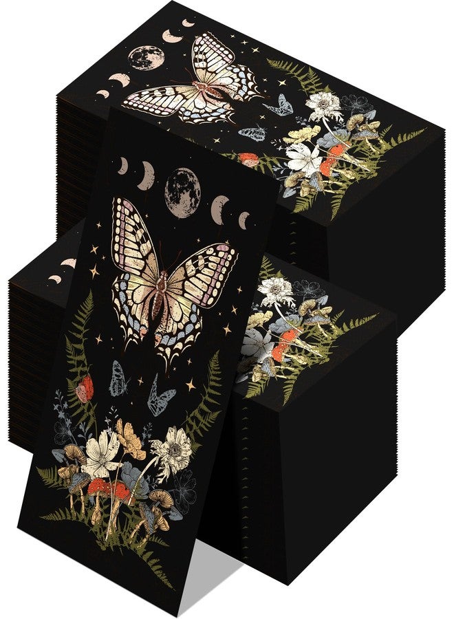 Zhanmai 200 قطعة من مناديل الضيوف بتصميم الفراشة والفطر 2 طبقة قابلة للتصرف مناديل ورقية ضيوف عتيقة للفراشة والفطر في الغابة لحمام المنزل وتناول الطعام والمطبخ - Image 1