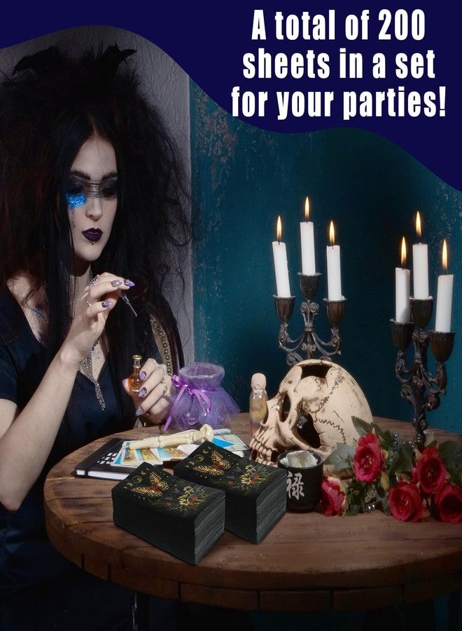 Zhanmai 200 قطعة من مناديل الضيوف بتصميم الفراشة والفطر 2 طبقة قابلة للتصرف مناديل ورقية ضيوف عتيقة للفراشة والفطر في الغابة لحمام المنزل وتناول الطعام والمطبخ - Image 5