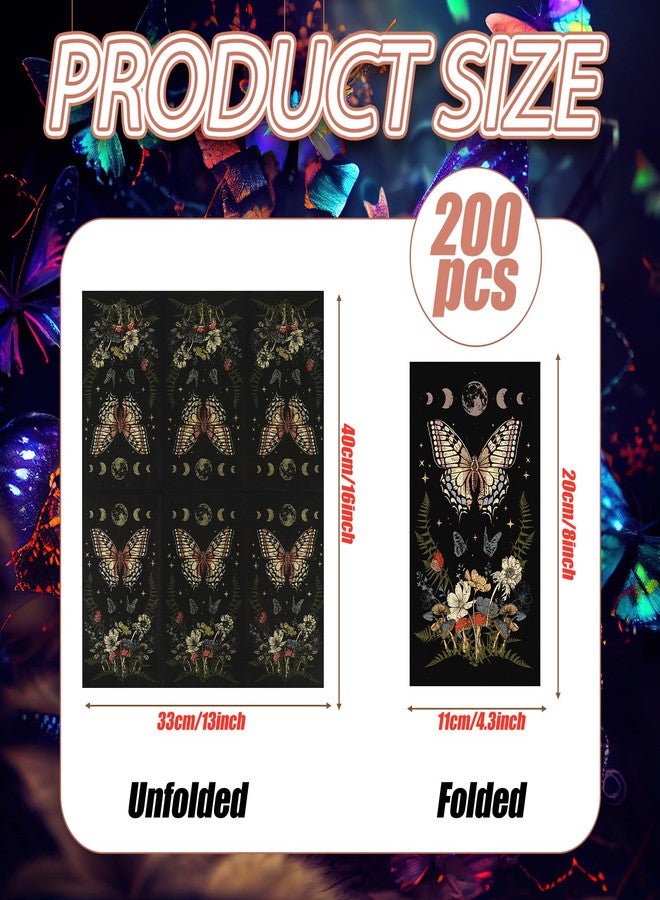 Zhanmai 200 قطعة من مناديل الضيوف بتصميم الفراشة والفطر 2 طبقة قابلة للتصرف مناديل ورقية ضيوف عتيقة للفراشة والفطر في الغابة لحمام المنزل وتناول الطعام والمطبخ - Image 2