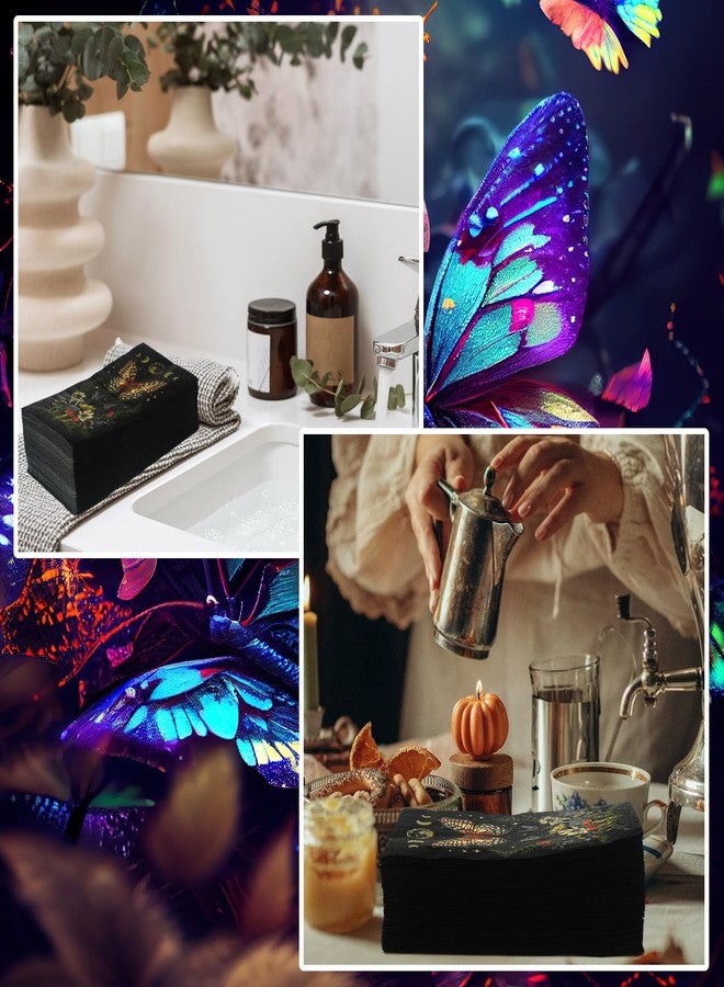 Zhanmai 200 قطعة من مناديل الضيوف بتصميم الفراشة والفطر 2 طبقة قابلة للتصرف مناديل ورقية ضيوف عتيقة للفراشة والفطر في الغابة لحمام المنزل وتناول الطعام والمطبخ - Image 4