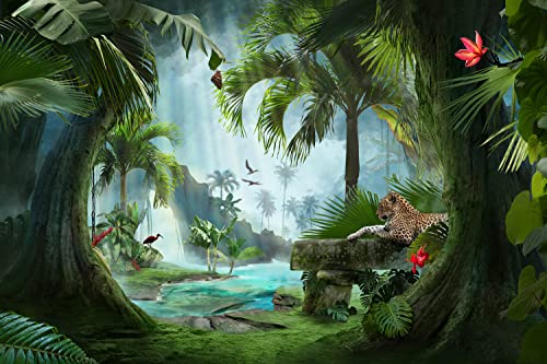 Bormia Fantasy Forest Wall Mural 195x120 Animal Leopard Large Photo Wallpaper Landscape Wall Decal for Living Room Bedroom TV and Sofa Background Kids Rooms - Image 3