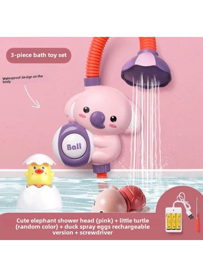 Children's Bath Toy Elephant Koala Electric Shower Sprinkler Splashing Bath Internet Red Same Style-Specifications:Bathing Toy 3-piece Charging Version [girl]] - Image 1