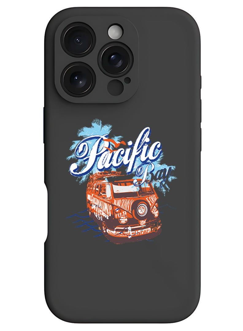 Theodor iPhone 16 Pro Max Black Protective Slim Fit Case Liquid Silicone Cover with Full Body Protection Anti-Scratch Shockproof Case For iPhone - Pacific Bay - Image 1