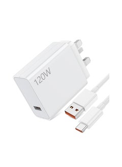 Generic 120W Fast Charger for Xiaomi 14 13 12 12t 12s Pro Lite Compatible 67W Redmi Note K80 K70 K60 K50 12 11 Pro Plus Black Shark 3 4 5 6 Poco X7 X6 F5 F4 X4 Gt with 3A USB Type C Cable(Not Original Xiaomi Charger)  - Image 1