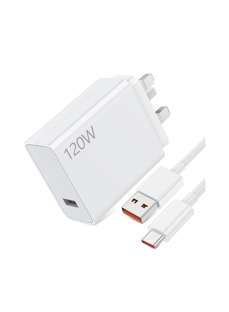 120W Fast Charger for Xiaomi 14 13 12 12t 12s Pro Lite Compatible 67W Redmi Note K80 K70 K60 K50 12 11 Pro Plus Black Shark 3 4 5 6 Poco X7 X6 F5 F4 X4 Gt with 3A USB Type C Cable(Not Original Xiaomi Charger)  - Image 1