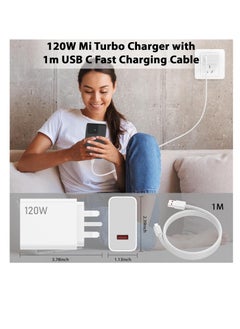 Generic 120W Fast Charger for Xiaomi 14 13 12 12t 12s Pro Lite Compatible 67W Redmi Note K80 K70 K60 K50 12 11 Pro Plus Black Shark 3 4 5 6 Poco X7 X6 F5 F4 X4 Gt with 3A USB Type C Cable(Not Original Xiaomi Charger)  - Image 5