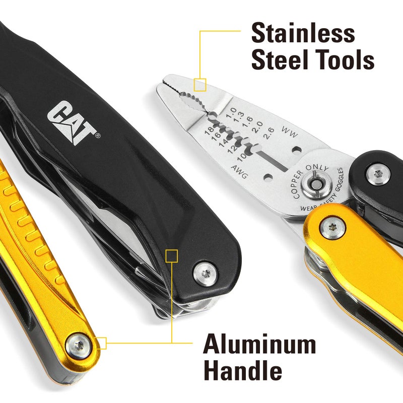 CAT 14-in-1 Multitool Pliers, Wire Stripper, Multi Purpose Electricians Pliers, Aluminum Handles and Stainless Steel Tools, Storage Pouch, Safety Lock - 980104 - Image 4
