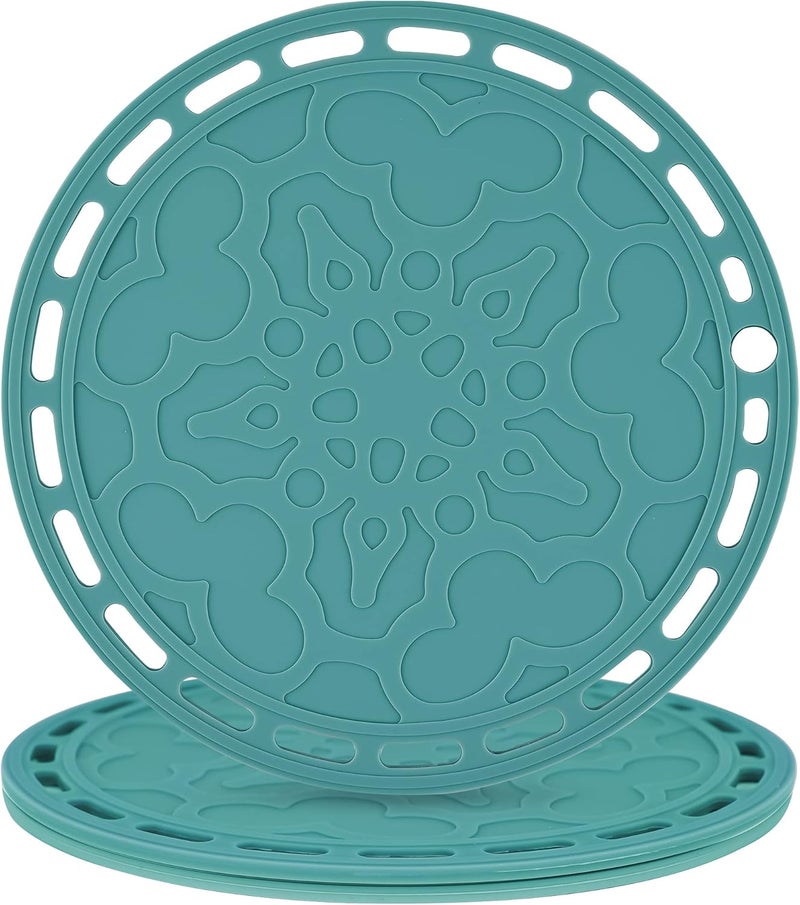 Smithcraft Trivets Mats for Hot Pots and Pans Big Round Silicone Pot Holder Hot Pads for Hot Dishes Mats for Countertops Tables Spoon Rest Small Place Mats Set of 3 Teal - Image 1