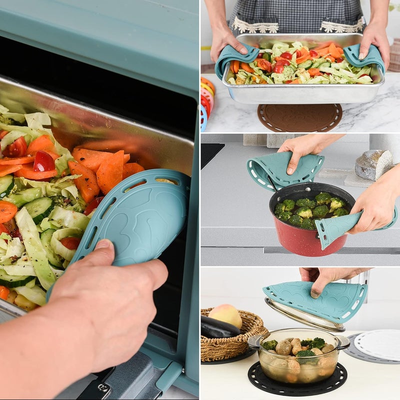 Smithcraft Trivets Mats for Hot Pots and Pans Big Round Silicone Pot Holder Hot Pads for Hot Dishes Mats for Countertops Tables Spoon Rest Small Place Mats Set of 3 Teal - Image 5