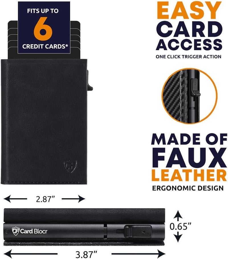 Conceal Plus Slide Up Wallet for Men, Secure Scan Proof Wallet with Pop Up Card Wallet Once Click Acess - Makes a Great Gift or Travel Wallet (Black PU Leather) - Image 2